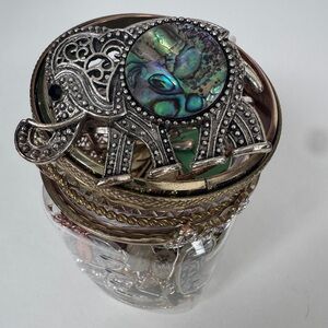 Wearable Costume Jewelry Jar - Statement Pieces, Bangles, Elephant Cuff